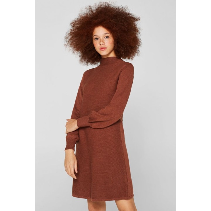 Robe-Pull 100 % Coton – Manches Ballon & Style Raffiné